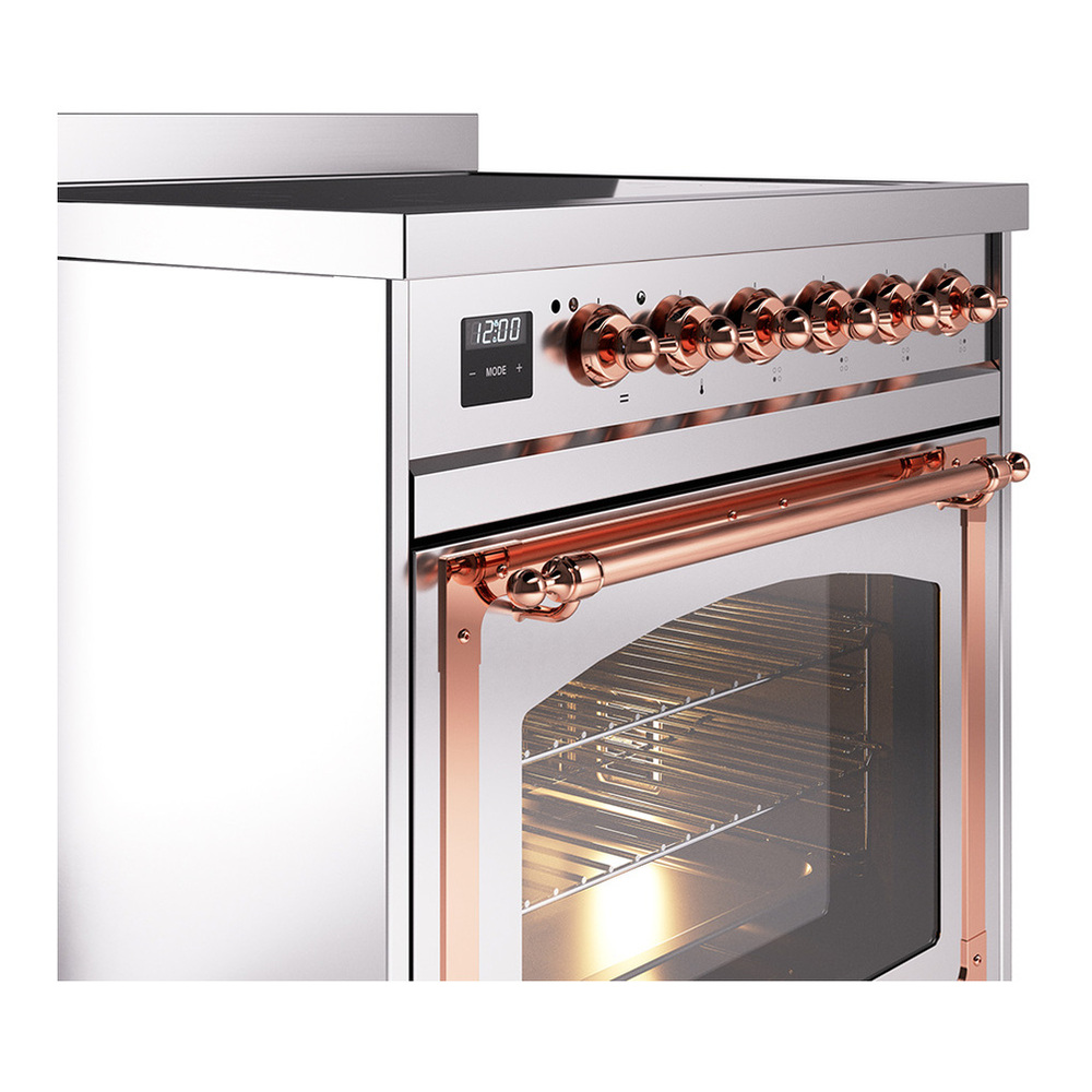 ILVE UNI304NMPSSP Nostalgie II Noblesse 30 inch Induction Range with 4 Elements (Triple Glass Door, Stainless Steel, Copper) 5 ILVE_UNI304NMPSSP_Nostalgie_II_30"_Induction_Range_details
