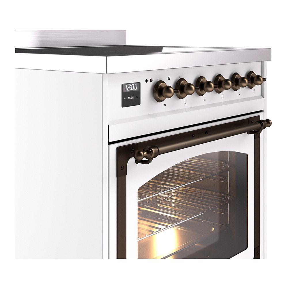 ILVE UNI304NMPWHB Nostalgie II Noblesse 30 inch Induction Range with 4 Elements (Triple Glass Door, White, Burnished) 5 ILVE_UNI304NMPWHB_Nostalgie_II_30"_Induction_Range_details