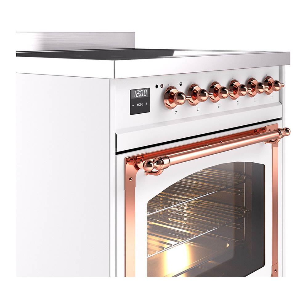 ILVE UNI304NMPWHP Nostalgie II Noblesse 30 inch Induction Range with 4 Elements (Triple Glass Door, White, Copper) 5 ILVE_UNI304NMPWHP_Nostalgie_II_30"_Induction_Range_details