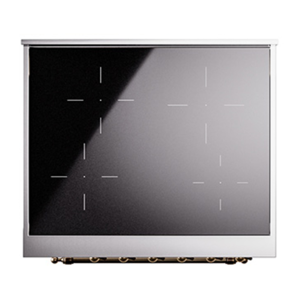 ILVE UNI304QNMPAWB Nostalgie II Noblesse 30 inch Induction Range with 4 Elements (Solid Door, Antique White, Burnished) 3 ILVE_UNI304QNMPAWB_Nostalgie_II_30"_Induction_Range_top_view