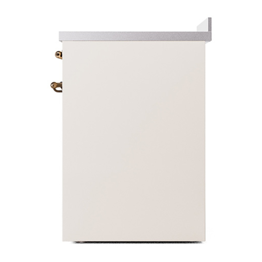 ILVE UNI304QNMPAWB Nostalgie II Noblesse 30 inch Induction Range with 4 Elements (Solid Door, Antique White, Burnished) 5 ILVE_UNI304QNMPAWB_right_side