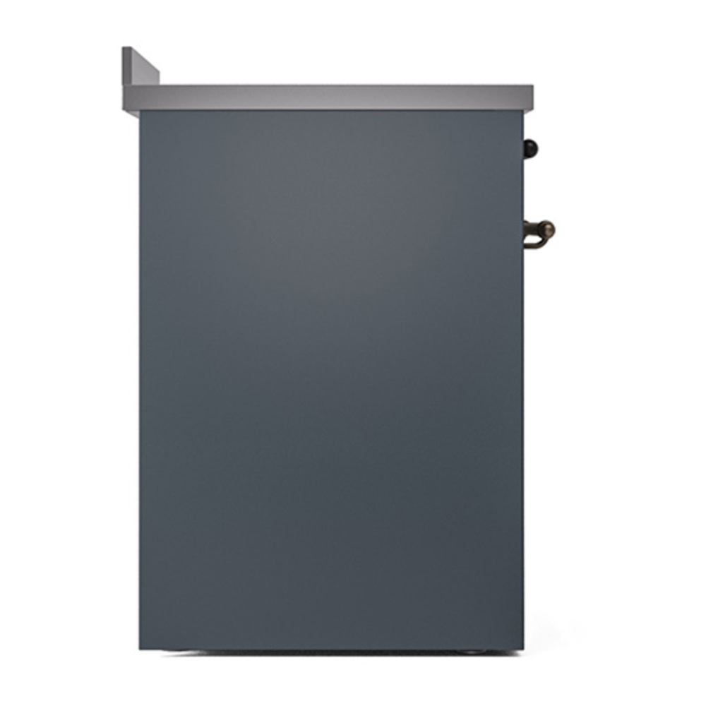 ILVE UNI304QNMPBGB Nostalgie II Noblesse 30 inch Induction Range with 4 Elements (Solid Door, Blue Grey, Burnished) 4 ILVE_UNI304QNMPBGB_left_side