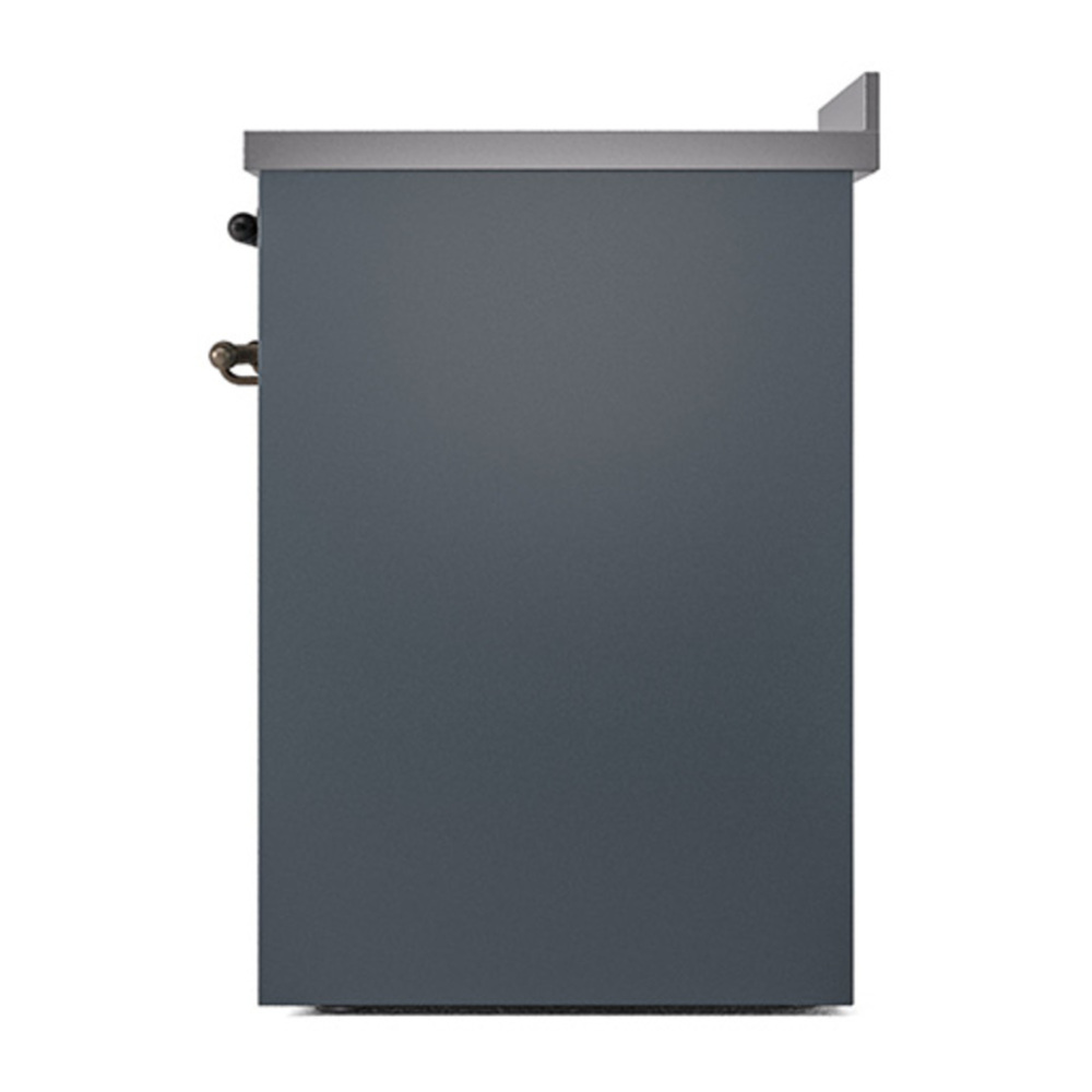 ILVE UNI304QNMPBGB Nostalgie II Noblesse 30 inch Induction Range with 4 Elements (Solid Door, Blue Grey, Burnished) 5 ILVE_UNI304QNMPBGB_right_side