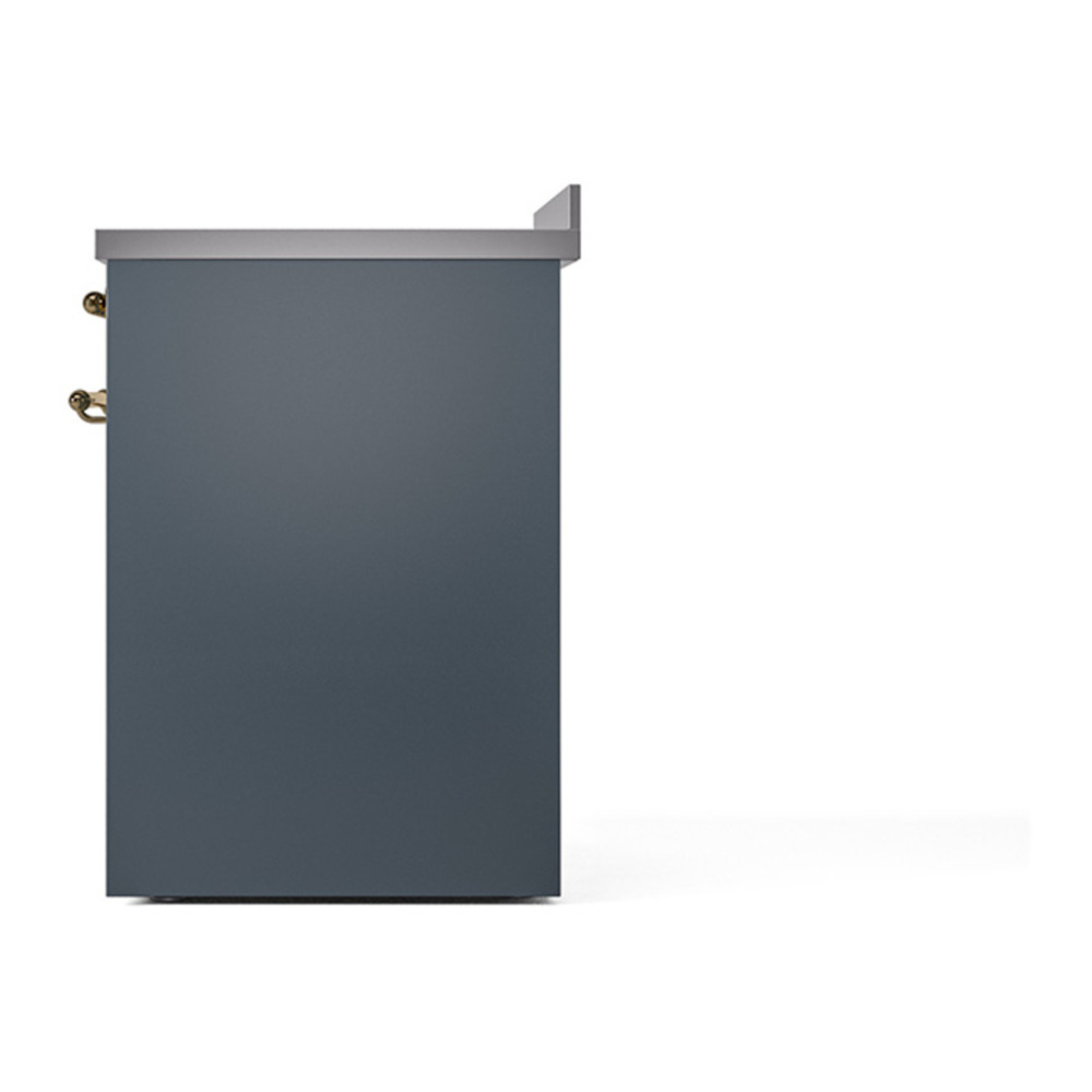 ILVE UNI304QNMPBGG Nostalgie II Noblesse 30 inch Induction Range with 4 Elements (Solid Door, Blue Grey, Brass) 5 ILVE_UNI304QNMPBGG_right_side