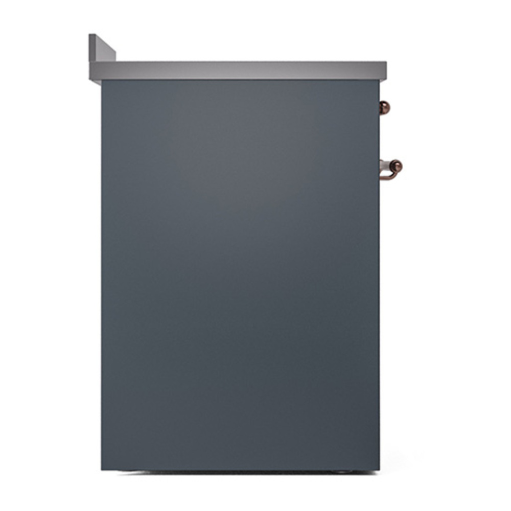 ILVE UNI304QNMPBGP Nostalgie II Noblesse 30 inch Induction Range with 4 Elements (Solid Door, Blue Grey, Copper) 4 ILVE_UNI304QNMPBGP_left_side