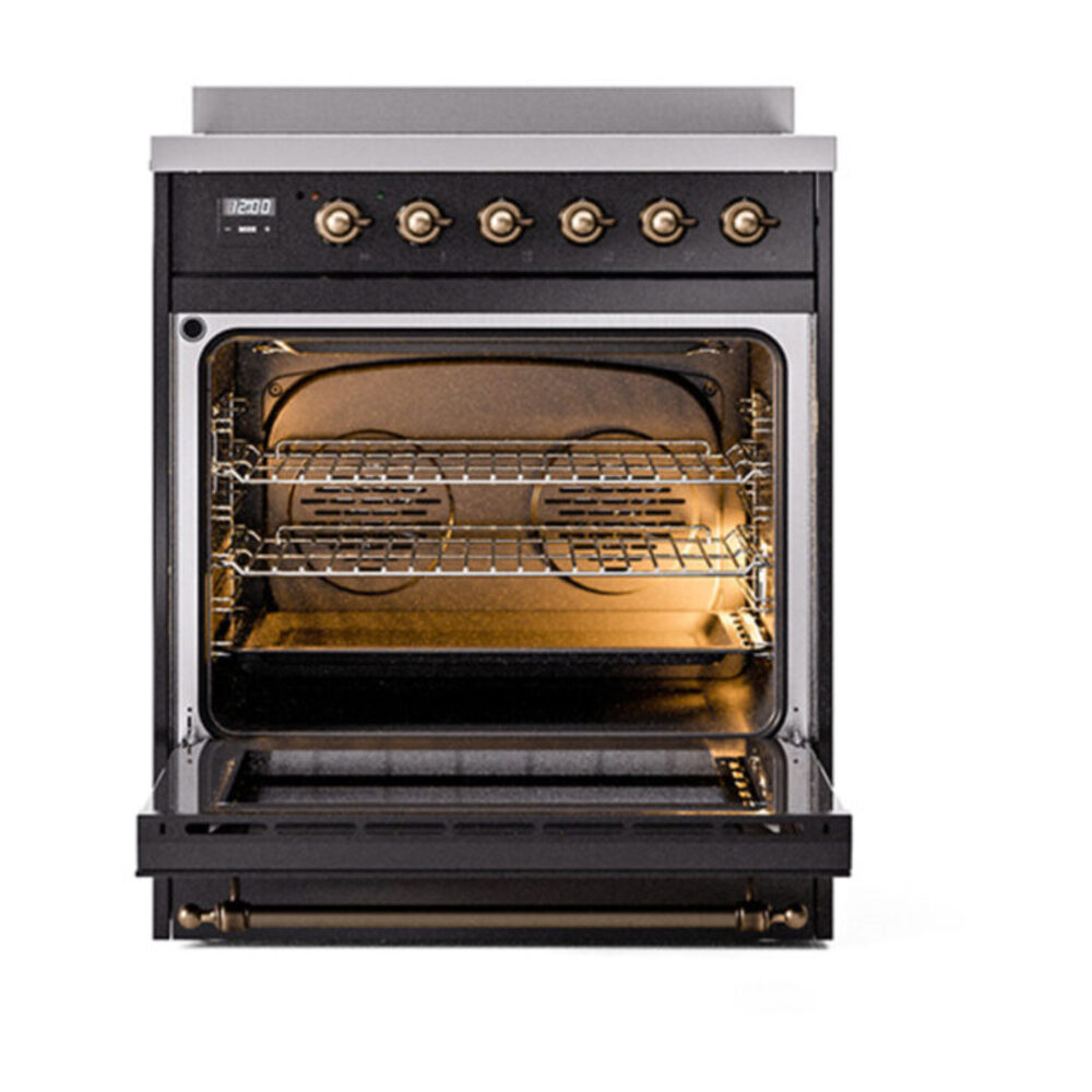 ILVE_UNI304QNMPBKB_Nostalgie_II_30"_Induction_Range_oven_door_opened