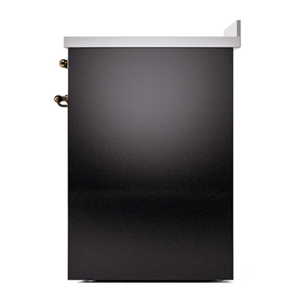 ILVE UNI304QNMPBKB Nostalgie II Noblesse 30 inch Induction Range with 4 Elements (Solid Door, Glossy Black, Burnished) 5 ILVE_UNI304QNMPBKB_right_side