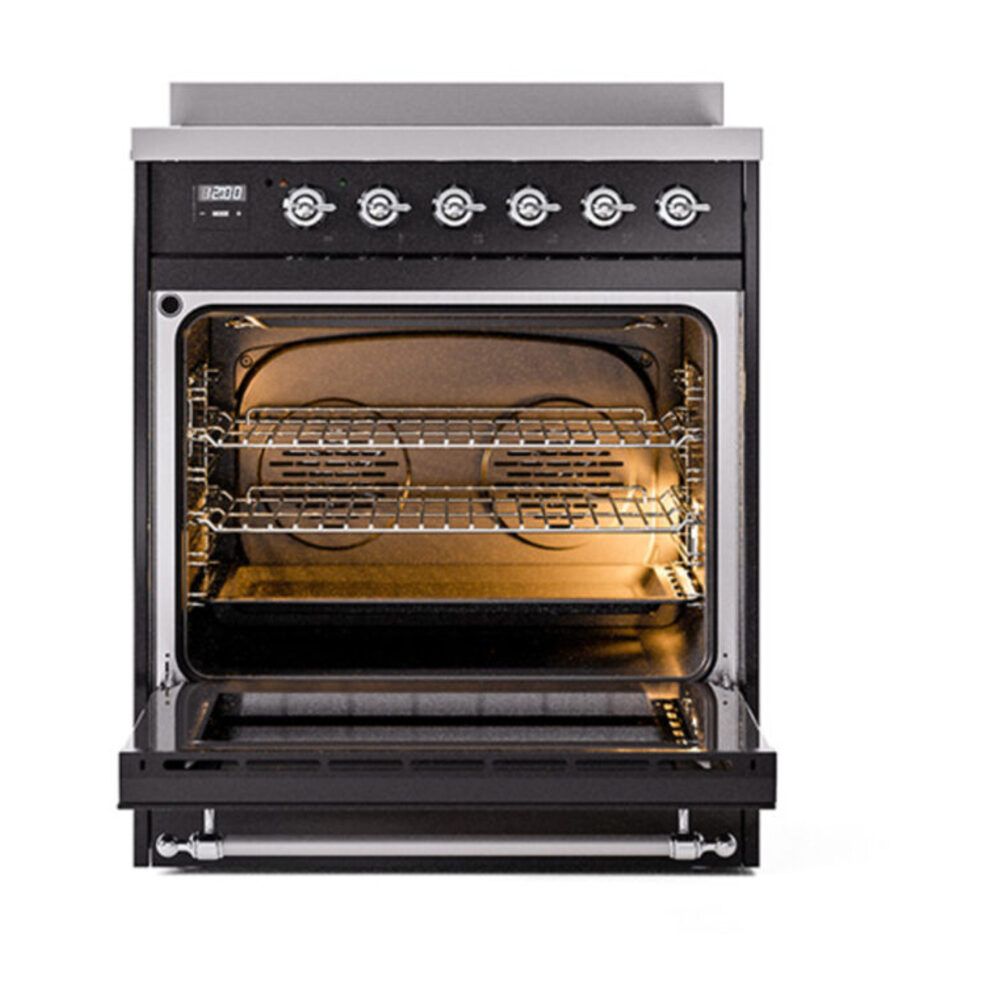 ILVE_UNI304QNMPBKC_Nostalgie_II_30"_Induction_Range_oven_door_opened