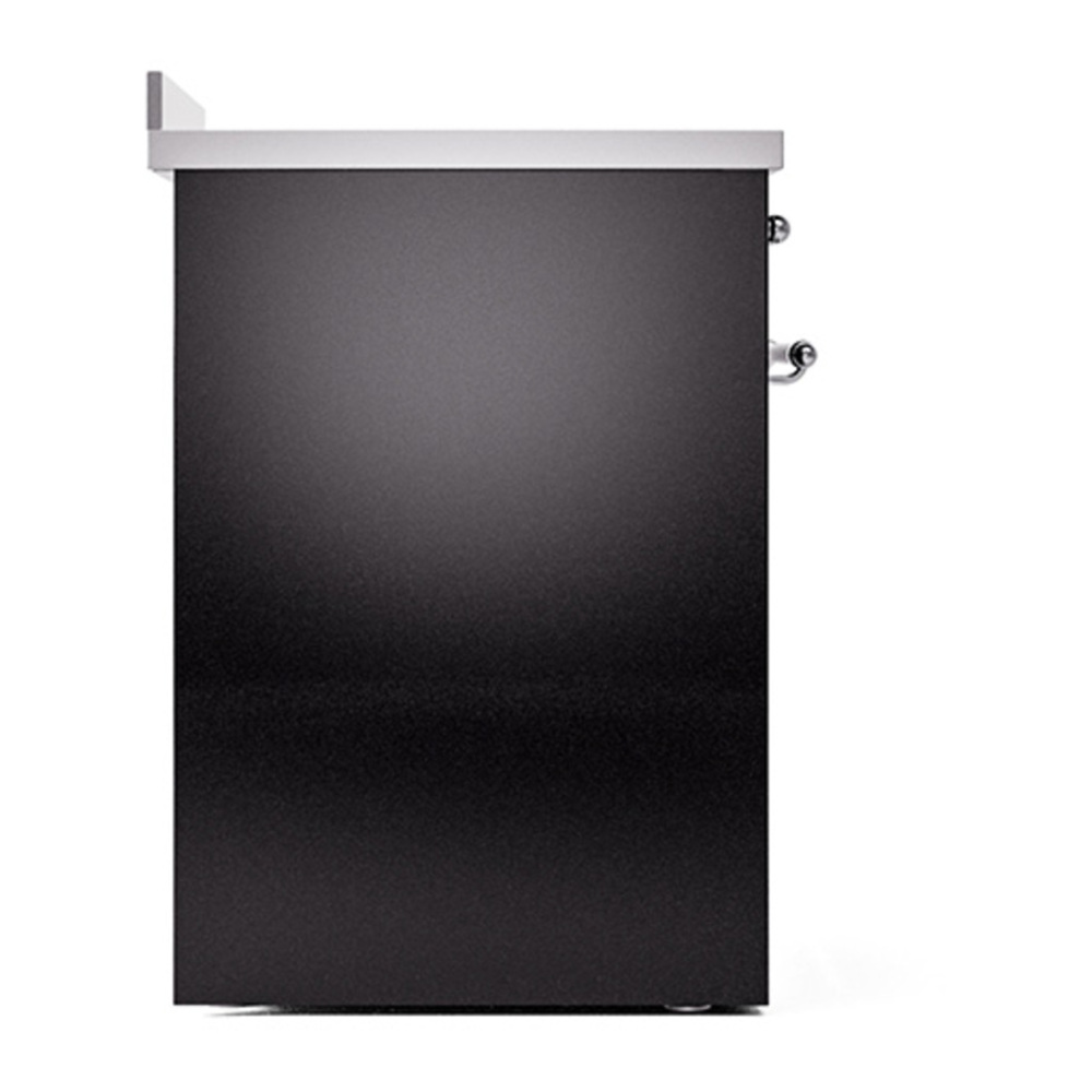 ILVE UNI304QNMPBKC Nostalgie II Noblesse 30 inch Induction Range with 4 Elements (Solid Door, Glossy Black, Chrome) 4 ILVE_UNI304QNMPBKC_left_side