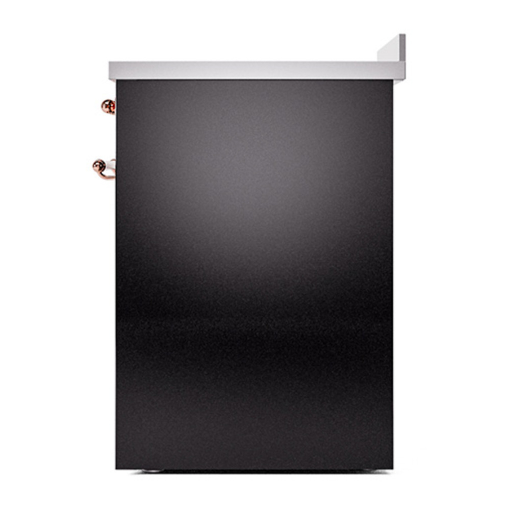 ILVE UNI304QNMPBKP Nostalgie II Noblesse 30 inch Induction Range with 4 Elements (Solid Door, Glossy Black, Copper) 5 ILVE_UNI304QNMPBKP_right_side