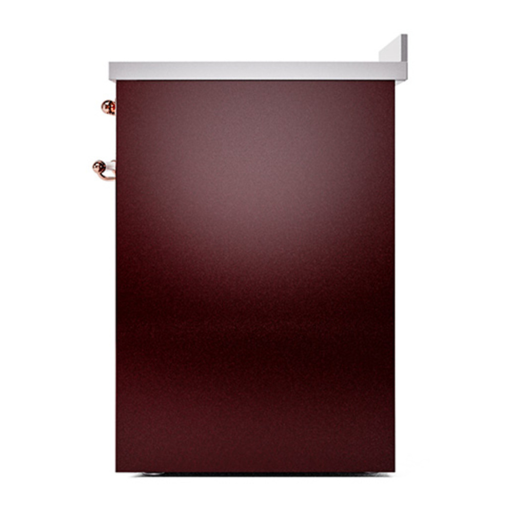 ILVE UNI304QNMPBUG Nostalgie II Noblesse 30 inch Induction Range with 4 Elements (Solid Door, Burgundy, Brass) 5 ILVE_UNI304QNMPBUG_right_side