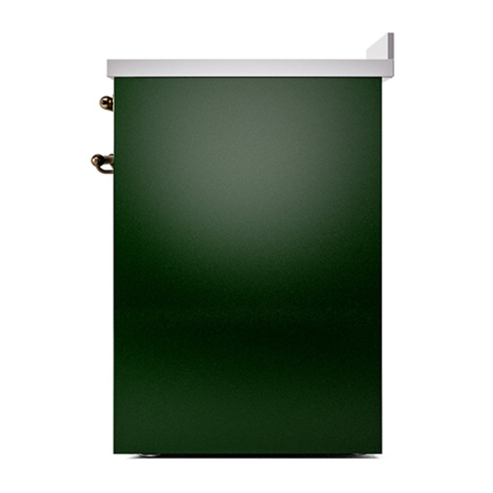 ILVE UNI304QNMPEGB Nostalgie II Noblesse 30 inch Induction Range with 4 Elements (Solid Door, Emerald Green, Burnished) 5 ILVE_UNI304QNMPEGB_right_side