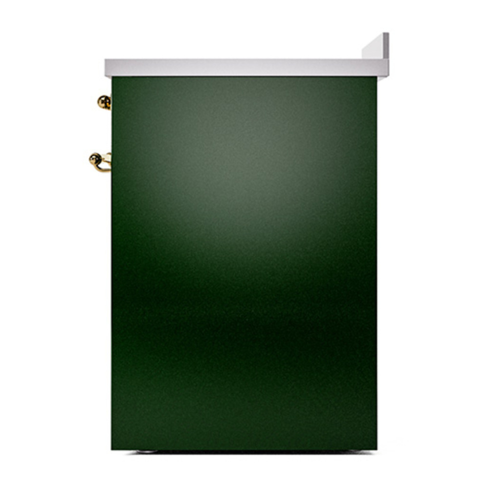 ILVE UNI304QNMPEGG Nostalgie II Noblesse 30 inch Induction Range with 4 Elements (Solid Door, Emerald Green, Brass) 5 ILVE_UNI304QNMPEGG_right_side