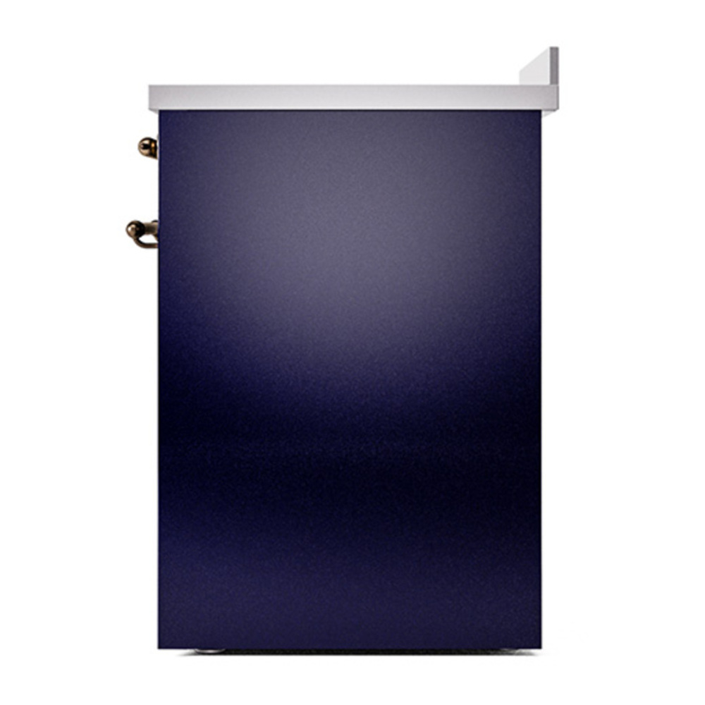 ILVE UNI304QNMPMBB Nostalgie II Noblesse 30 inch Induction Range with 4 Elements (Solid Door, Midnight Blue, Burnished) 5 ILVE_UNI304QNMPMBB_right_side