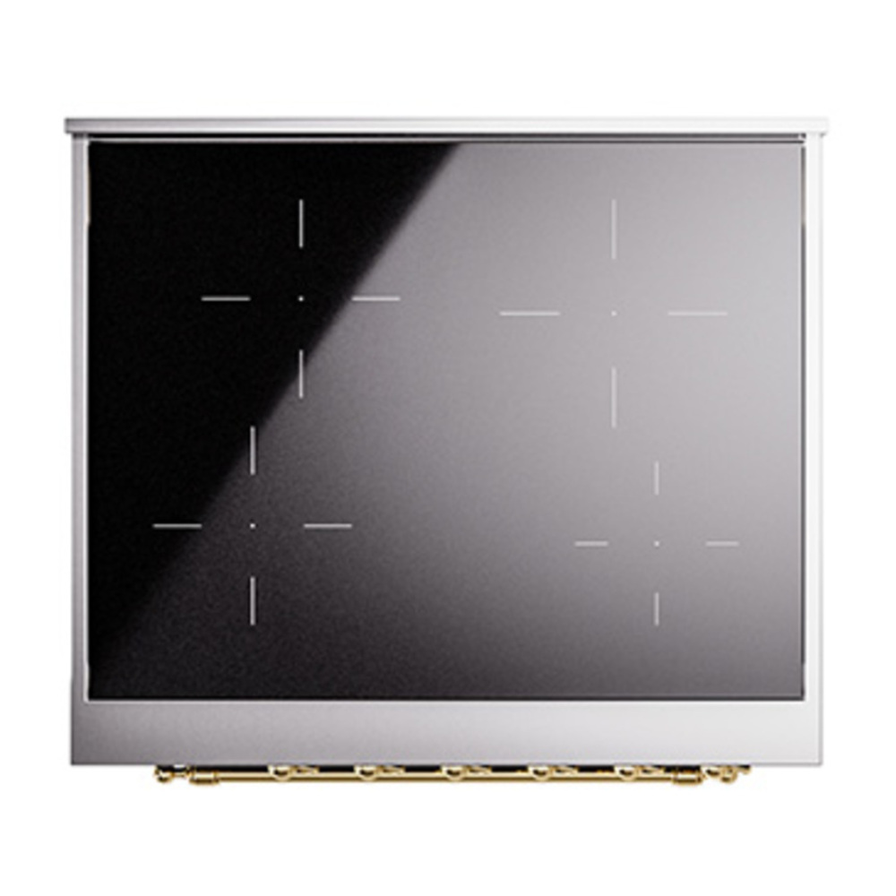 ILVE UNI304QNMPMBG Nostalgie II Noblesse 30 inch Induction Range with 4 Elements (Solid Door, Midnight Blue, Brass) 3 ILVE_UNI304QNMPMBG_Nostalgie_II_30"_Induction_Range_top_view