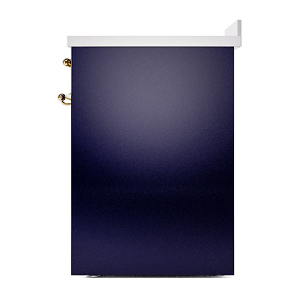 ILVE UNI304QNMPMBG Nostalgie II Noblesse 30 inch Induction Range with 4 Elements (Solid Door, Midnight Blue, Brass) 5 ILVE_UNI304QNMPMBG_right_side