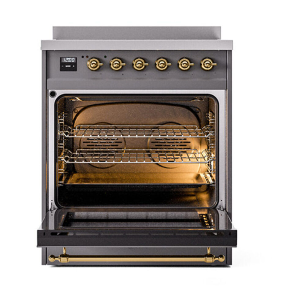 ILVE_UNI304QNMPMGG_Nostalgie_II_30"_Induction_Range_oven_door_opened