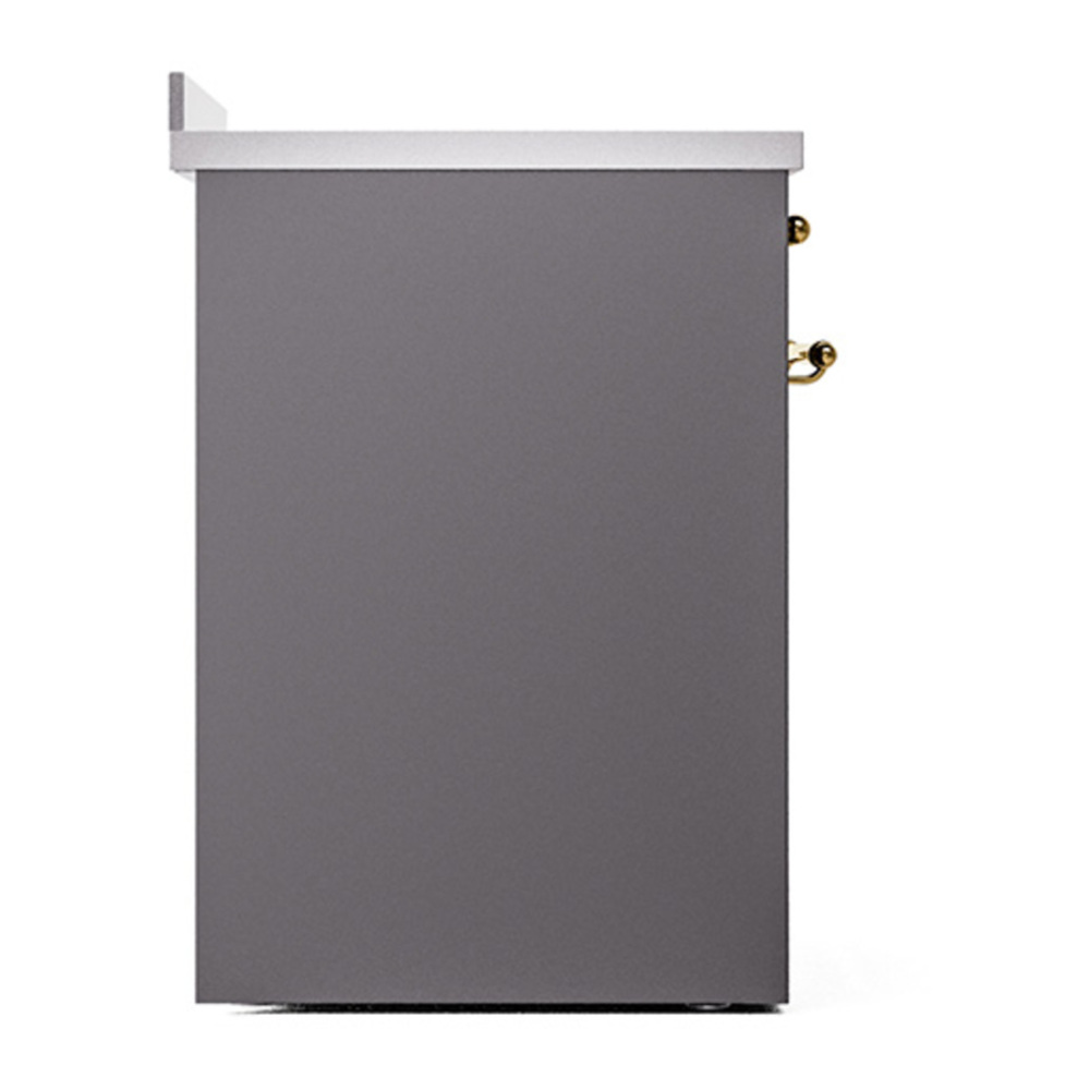 ILVE UNI304QNMPMGG Nostalgie II Noblesse 30 inch Induction Range with 4 Elements (Solid Door, Graphite Matte, Brass) 4 ILVE_UNI304QNMPMGG_left_side