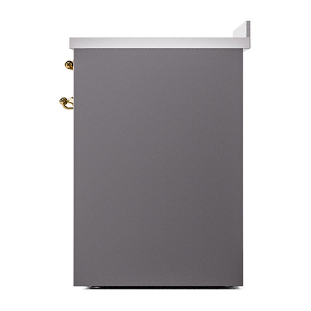 ILVE UNI304QNMPMGG Nostalgie II Noblesse 30 inch Induction Range with 4 Elements (Solid Door, Graphite Matte, Brass) 5 ILVE_UNI304QNMPMGG_right_side
