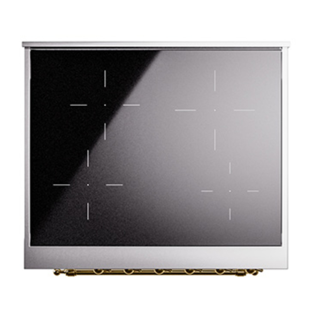 ILVE UNI304QNMPRAG Nostalgie II Noblesse 30 inch Induction Range with 4 Elements (Solid Door, RAL, Brass) 3 ILVE_UNI304QNMPRAG_Nostalgie_II_30"_Induction_Range_top_view