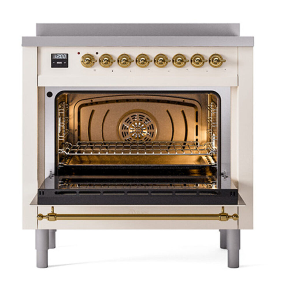 ILVE_UNI366NMPAWC_Nostalgie_II_36"_Induction_Range_oven_door_opened