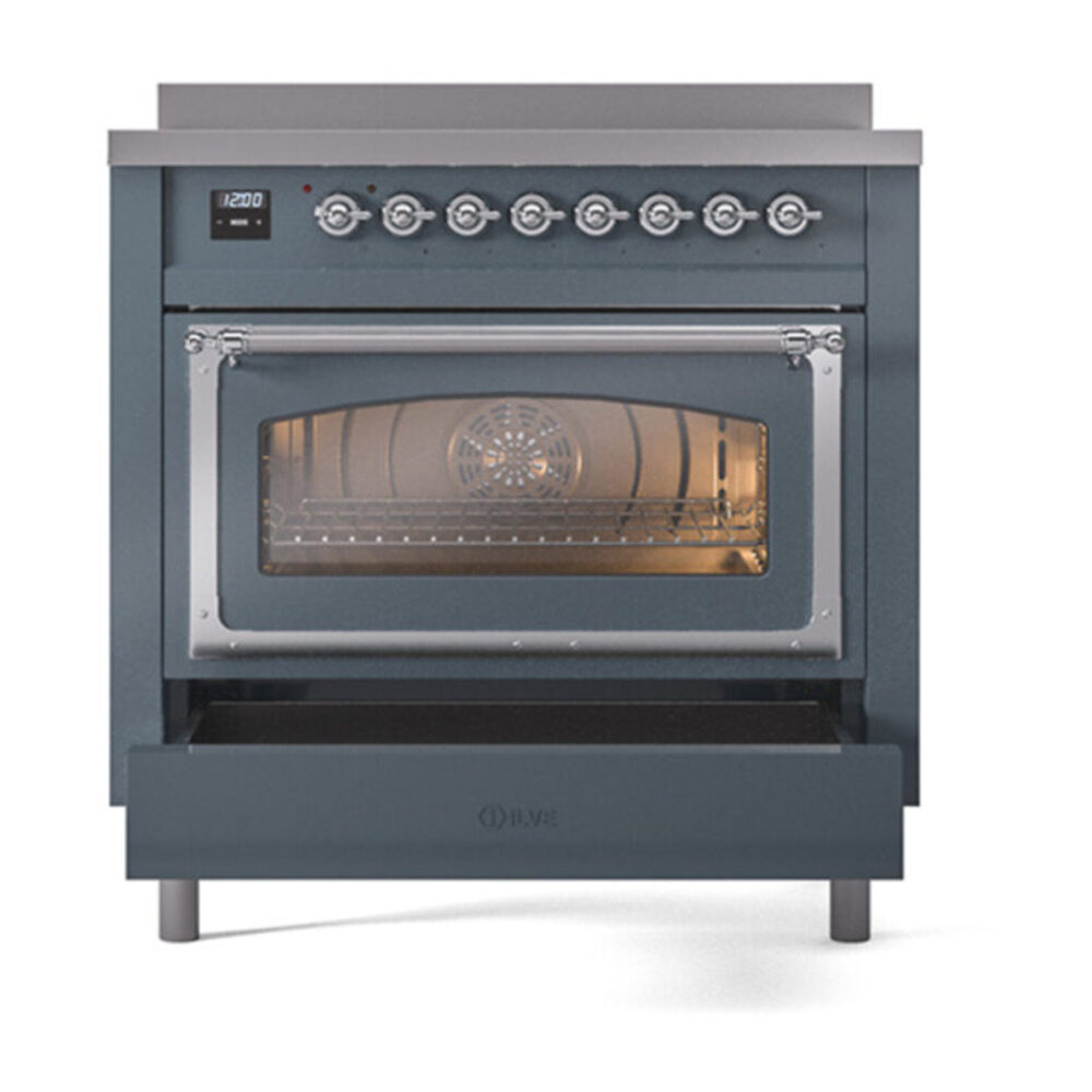 ILVE_UNI366NMPBGC_Nostalgie_II_36"_Induction_Range_drawer_opened