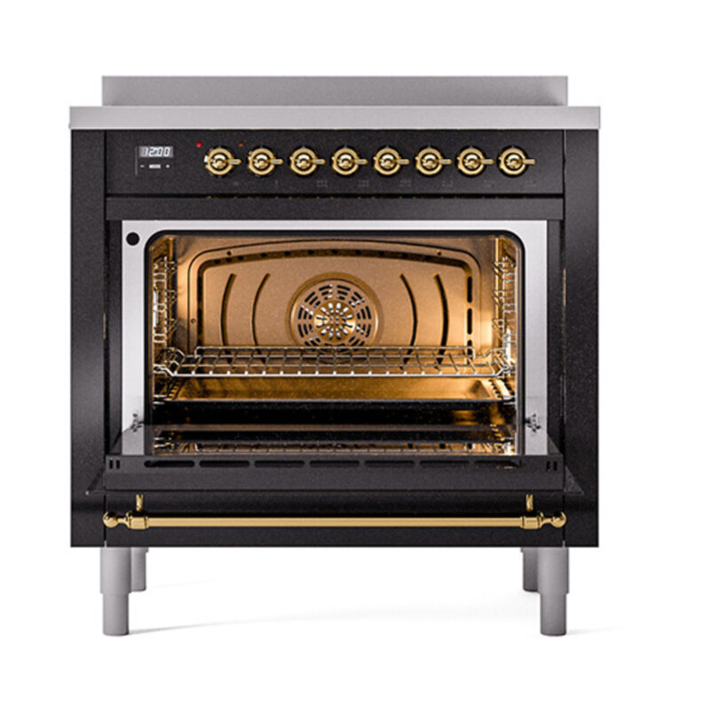 ILVE_UNI366NMPBKG_Nostalgie_II_36"_Induction_Range_oven_door_opened