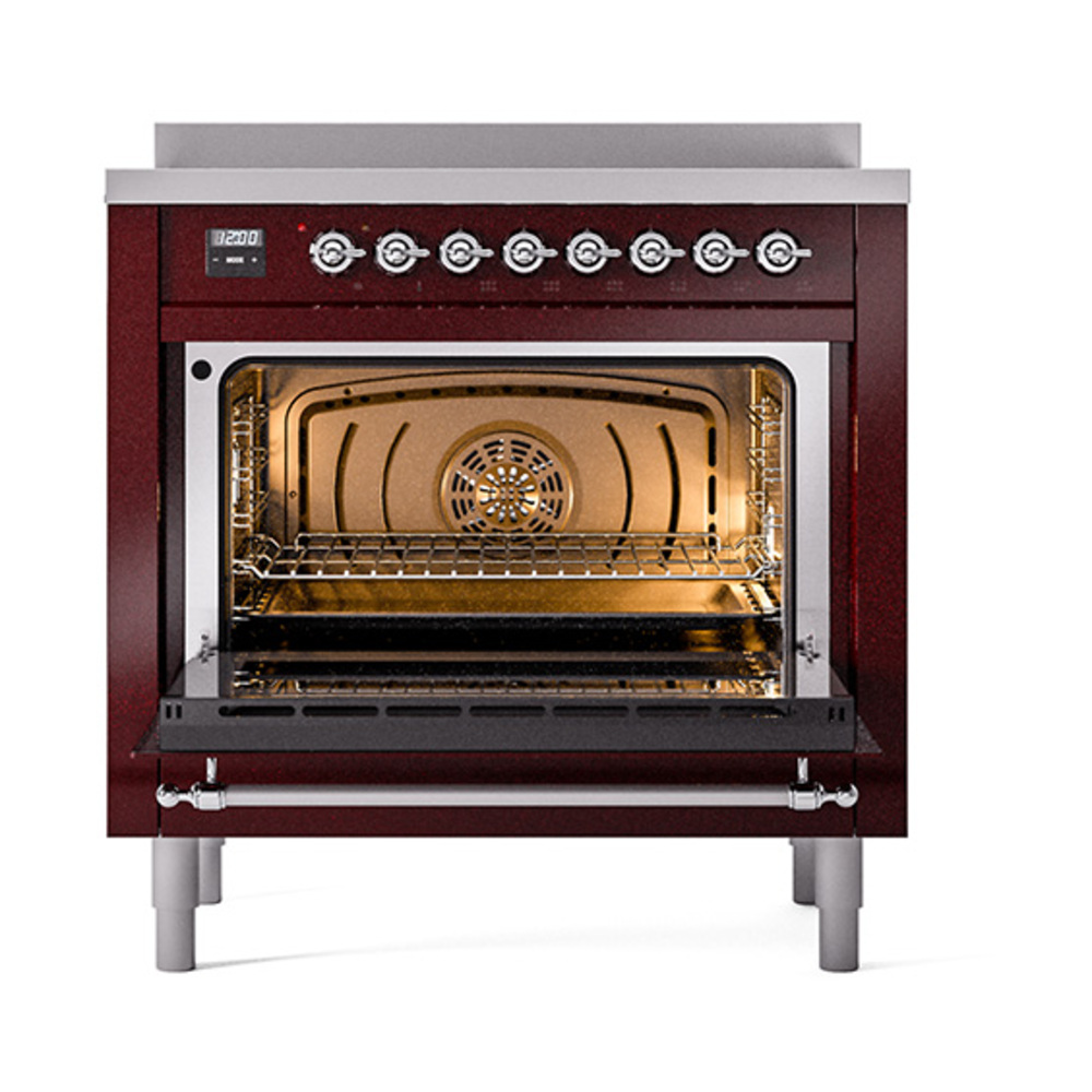 ILVE_UNI366NMPBUC_Nostalgie_II_36"_Induction_Range_oven_door_opened