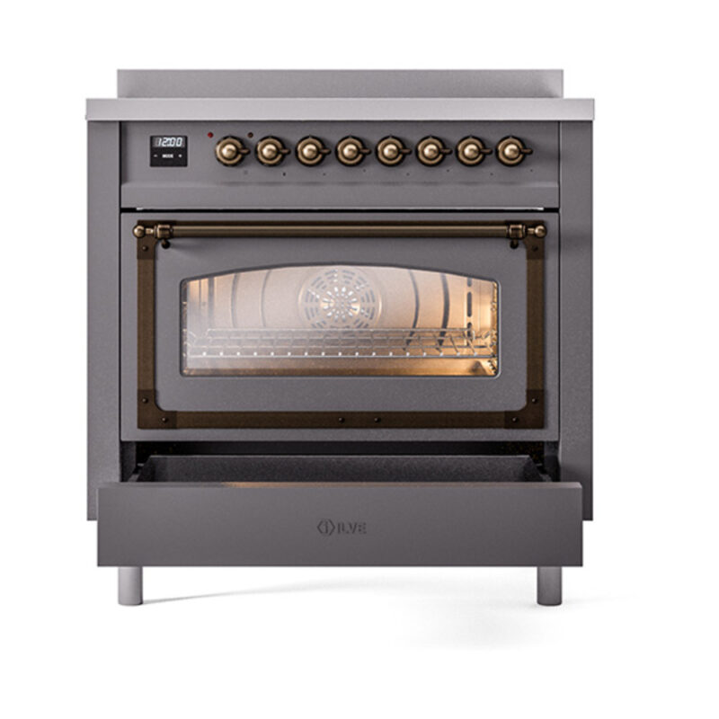 ILVE_UNI366NMPMGB_Nostalgie_II_36"_Induction_Range_drawer_opened