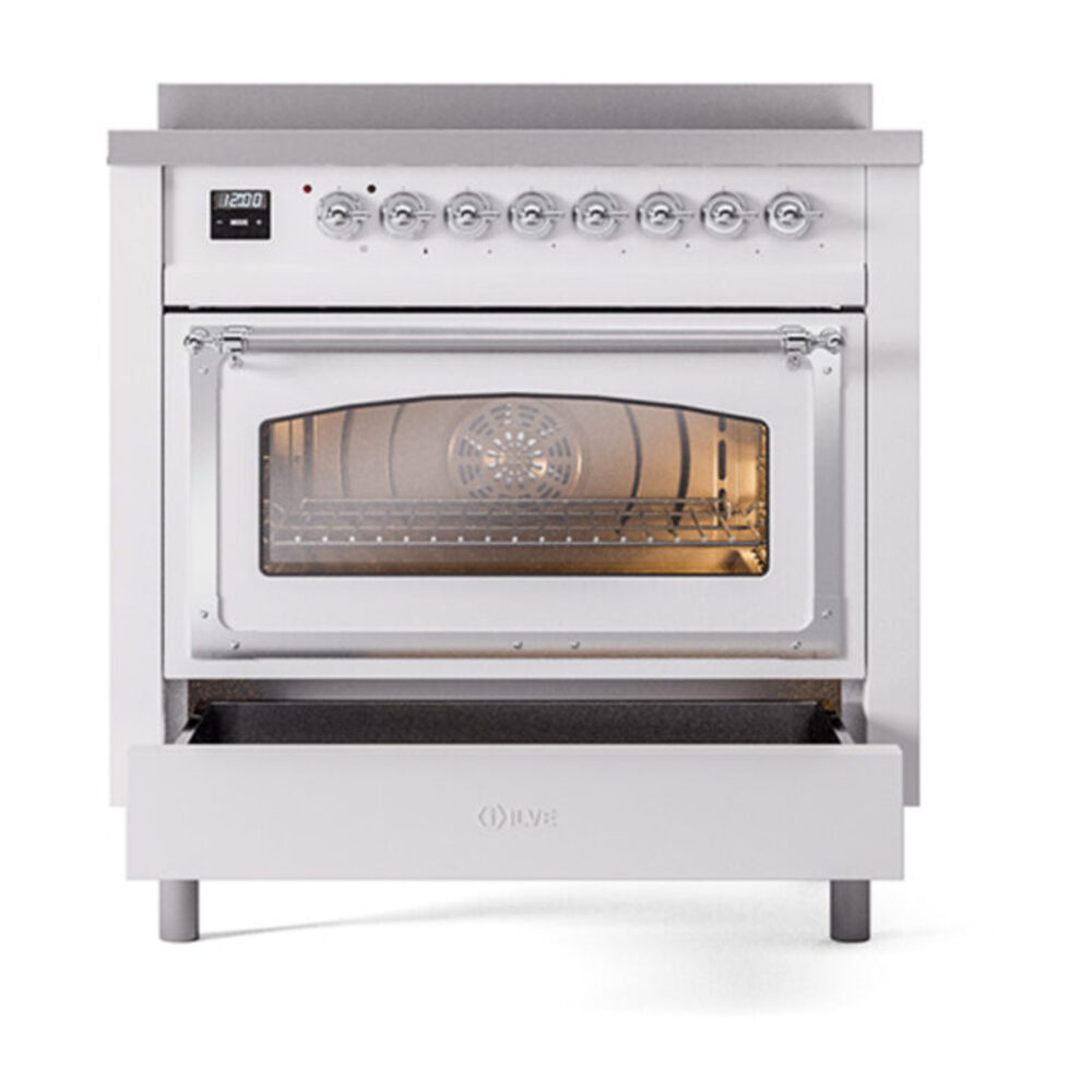 ILVE_UNI366NMPRAC_Nostalgie_II_36"_Induction_Range_drawer_opened