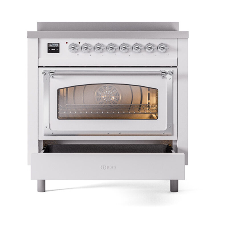 ILVE_UNI366NMPWHC_Nostalgie_II_36"_Induction_Range_drawer_opened
