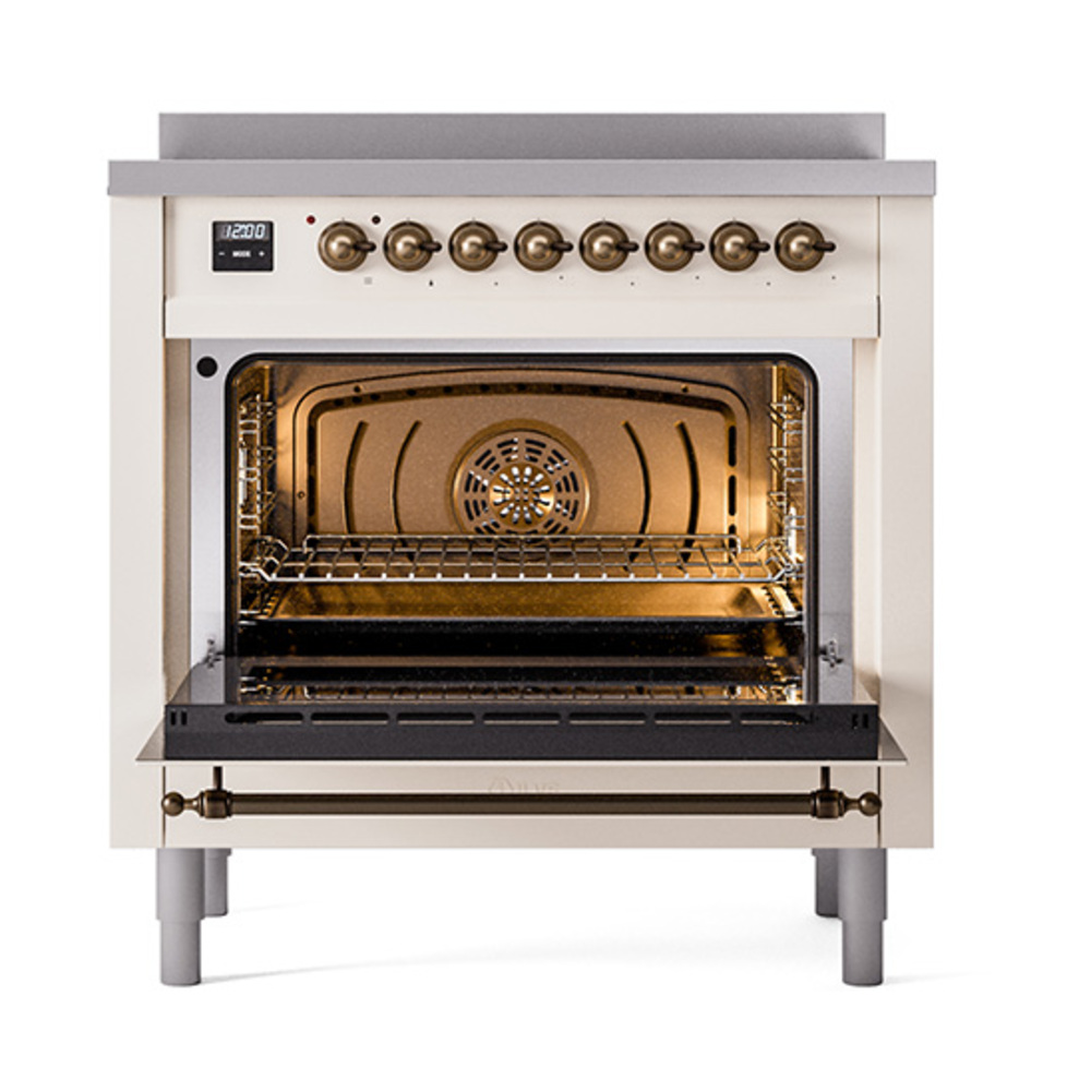ILVE_UNI366QNMPAWB_Nostalgie_II_36"_Induction_Range_oven_door_opened