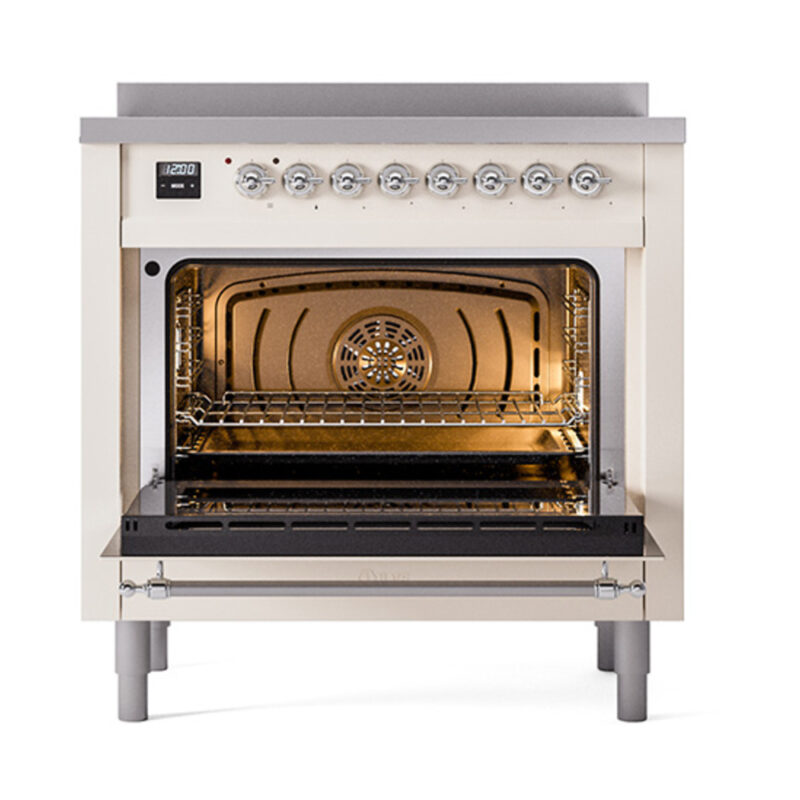 ILVE_UNI366QNMPAWC_Nostalgie_II_36"_Induction_Range_oven_door_opened
