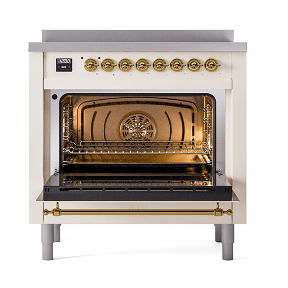 ILVE_UNI366QNMPAWG_Nostalgie_II_36"_Induction_Range_oven_door_opened