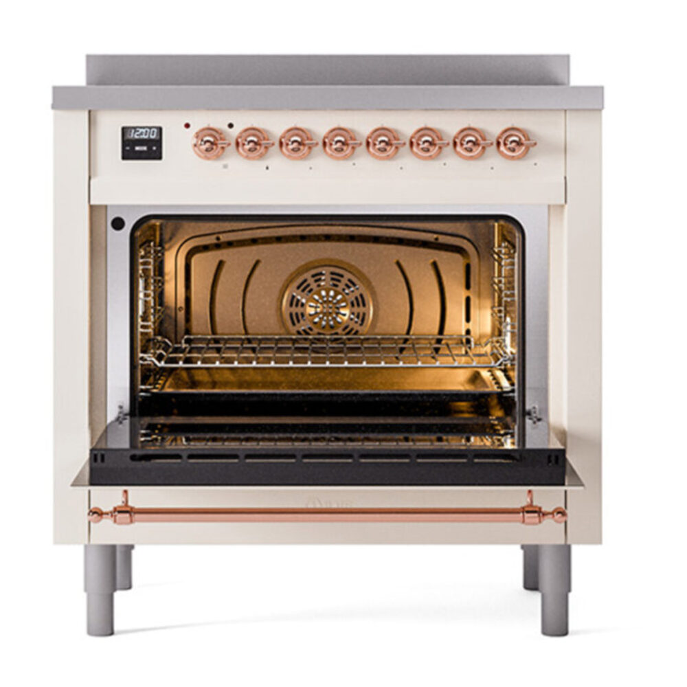 ILVE_UNI366QNMPAWP_Nostalgie_II_36"_Induction_Range_oven_door_opened