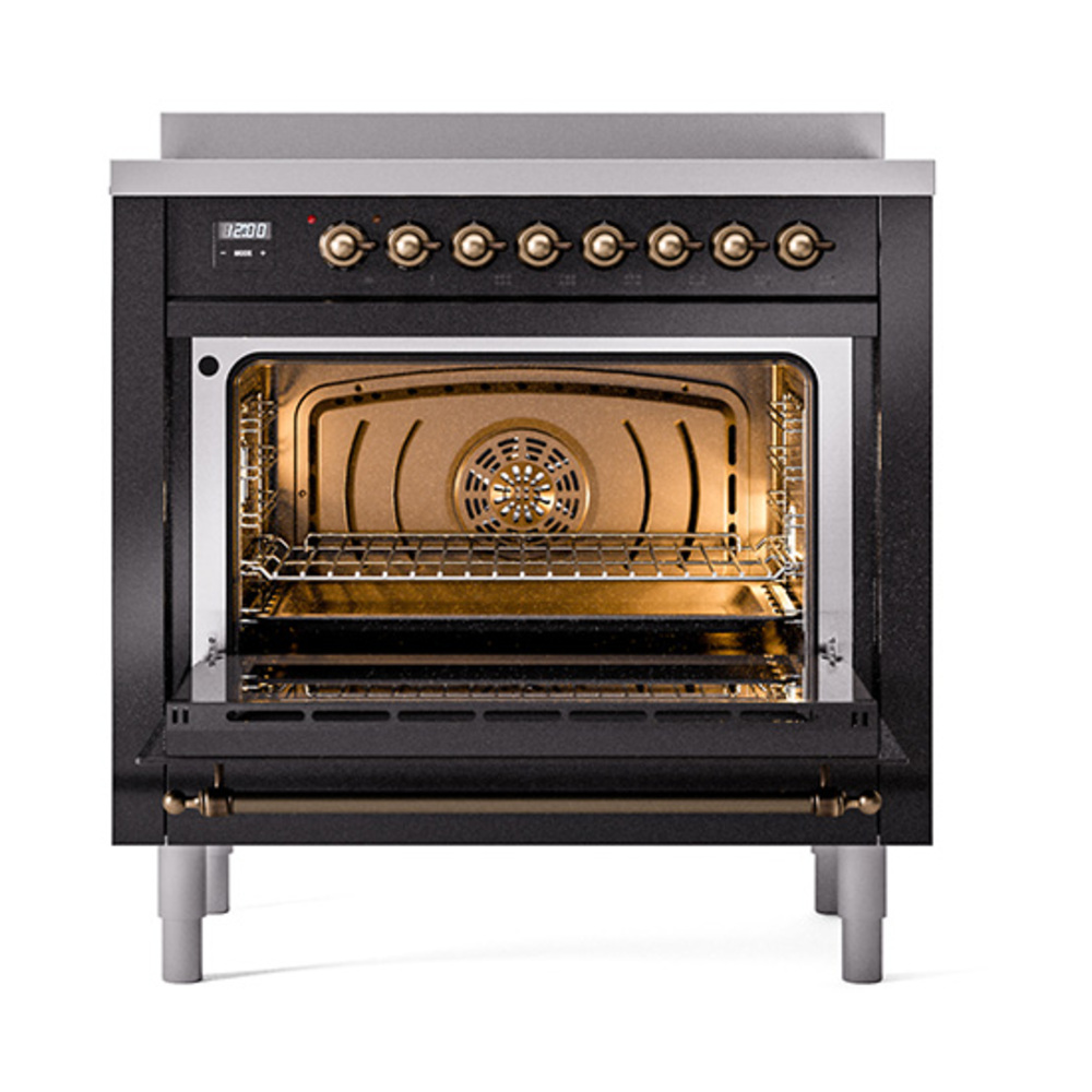 ILVE_UNI366QNMPBKB_Nostalgie_II_36"_Induction_Range_oven_door_opened