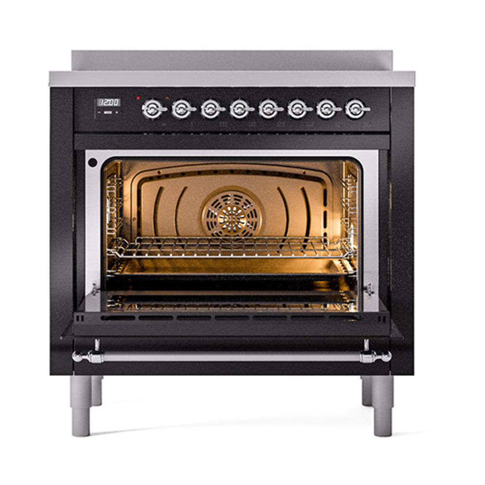 ILVE_UNI366QNMPBKC_Nostalgie_II_36"_Induction_Range_oven_door_opened