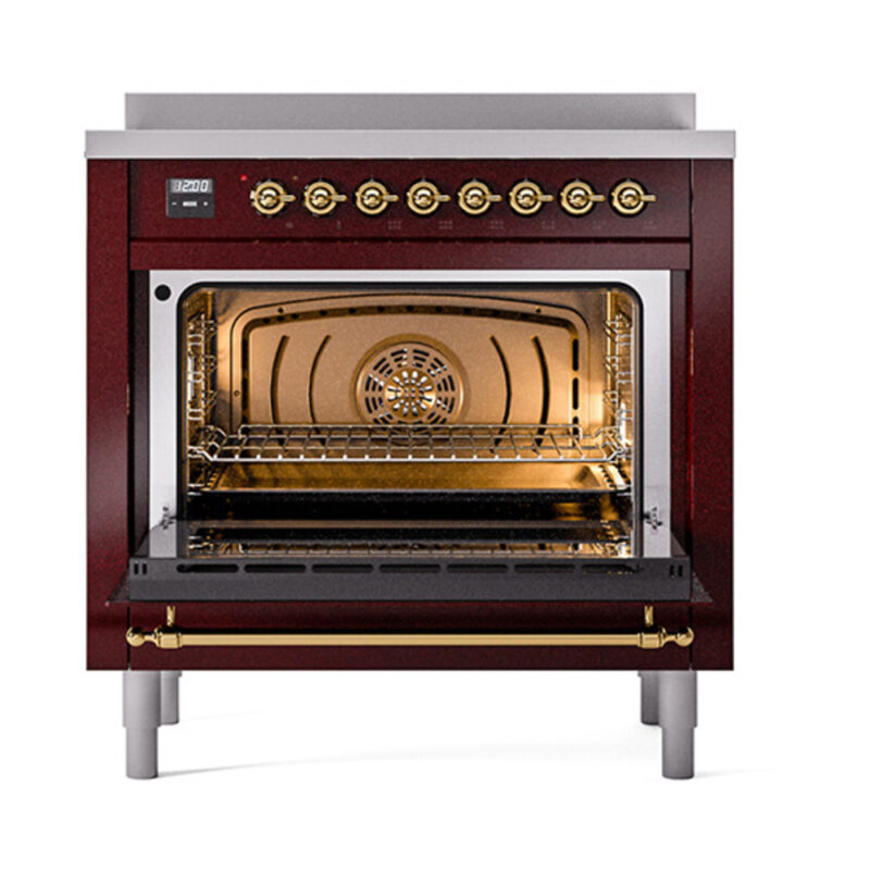 ILVE_UNI366QNMPBUG_Nostalgie_II_36"_Induction_Range_oven_door_opened