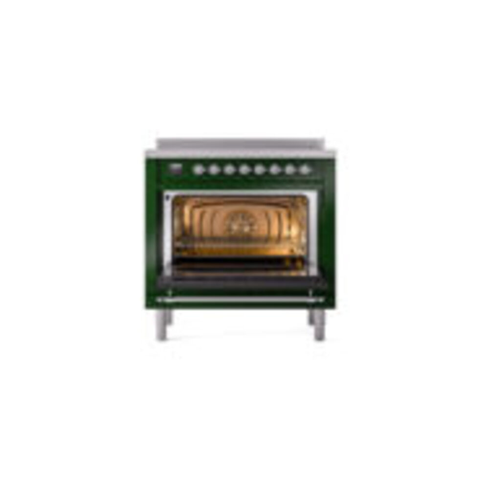 ILVE_UNI366QNMPEGC_Nostalgie_II_36"_Induction_Range_oven_door_opened
