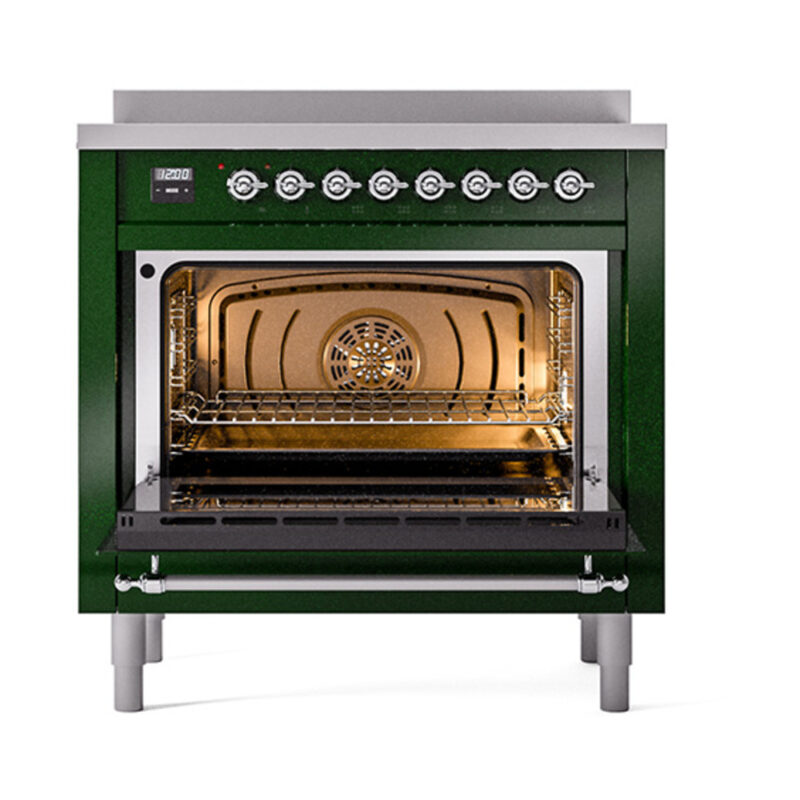 ILVE_UNI366QNMPEGC_Nostalgie_II_36"_Induction_Range_oven_door_opened