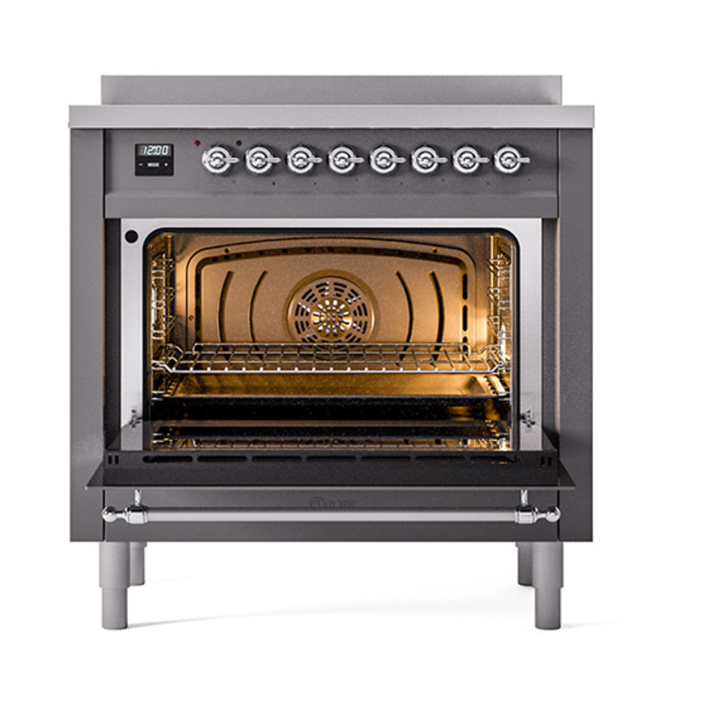 ILVE_UNI366QNMPMGC_Nostalgie_II_36"_Induction_Range_oven_door_opened