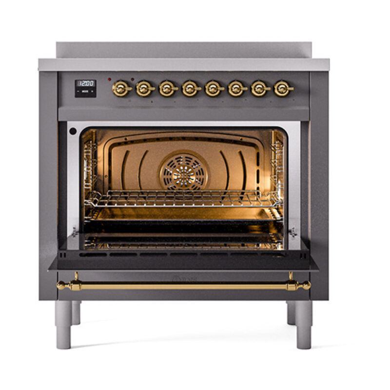 ILVE_UNI366QNMPMGG_Nostalgie_II_36"_Induction_Range_oven_door_opened