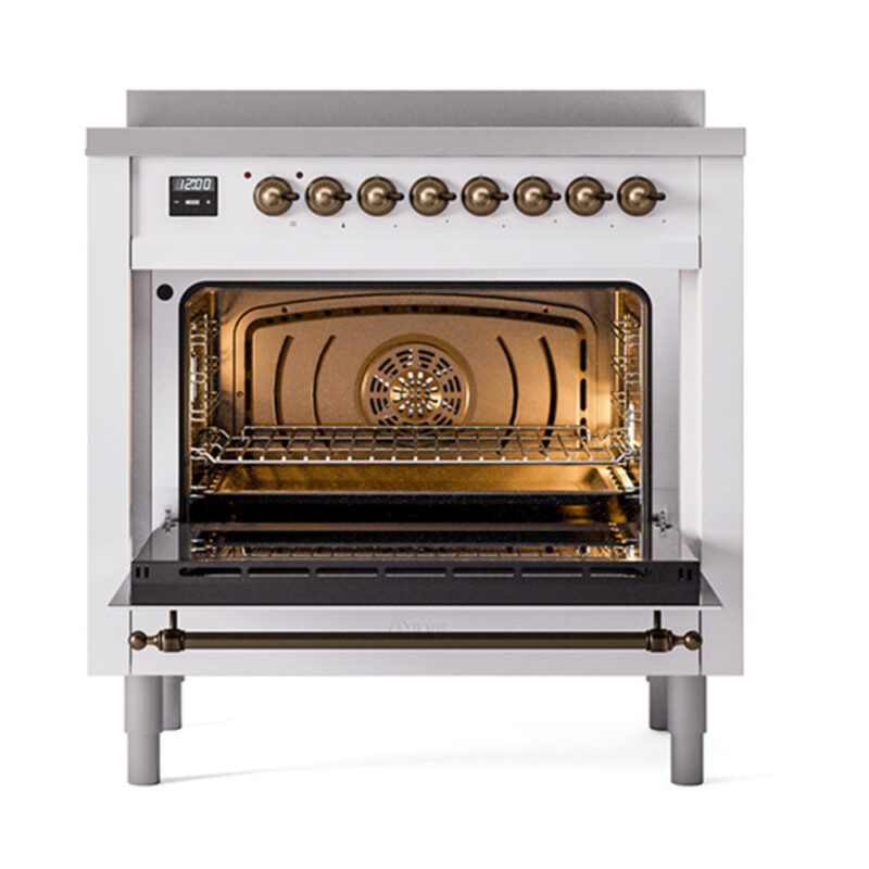 ILVE_UNI366QNMPWHB_Nostalgie_II_36"_Induction_Range_oven_door_opened