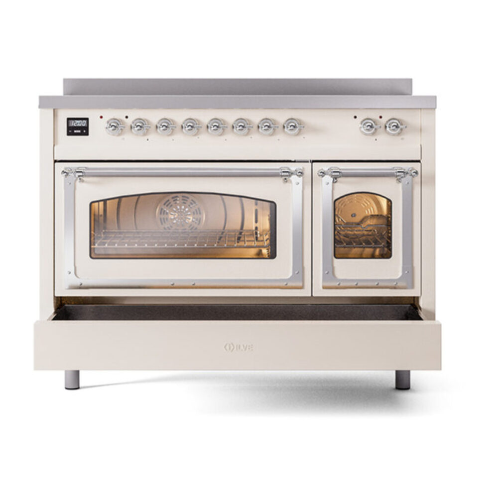 ILVE_UNI486NMPAWC_Nostalgie_II_48"_Induction_Range_drawer_opened