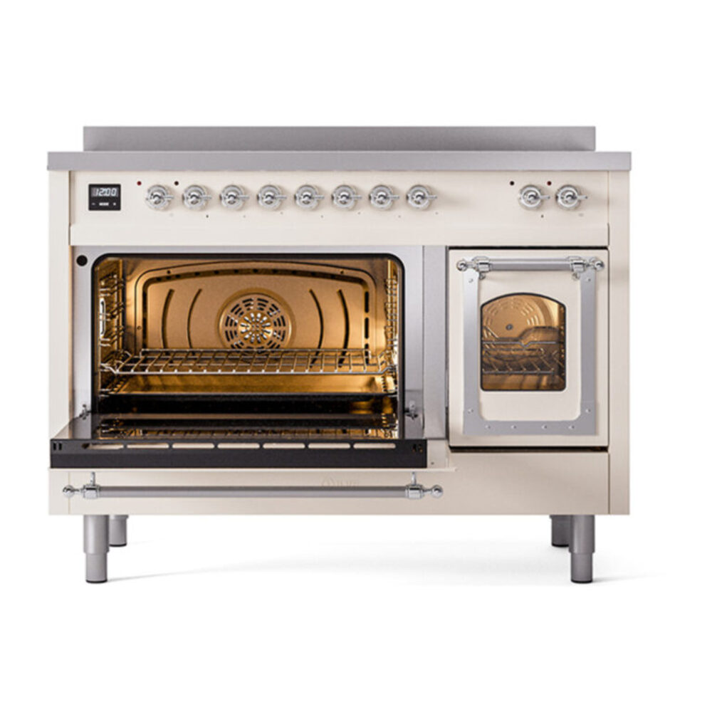 ILVE_UNI486NMPAWC_Nostalgie_II_48"_Induction_Range_main_oven_door_opened