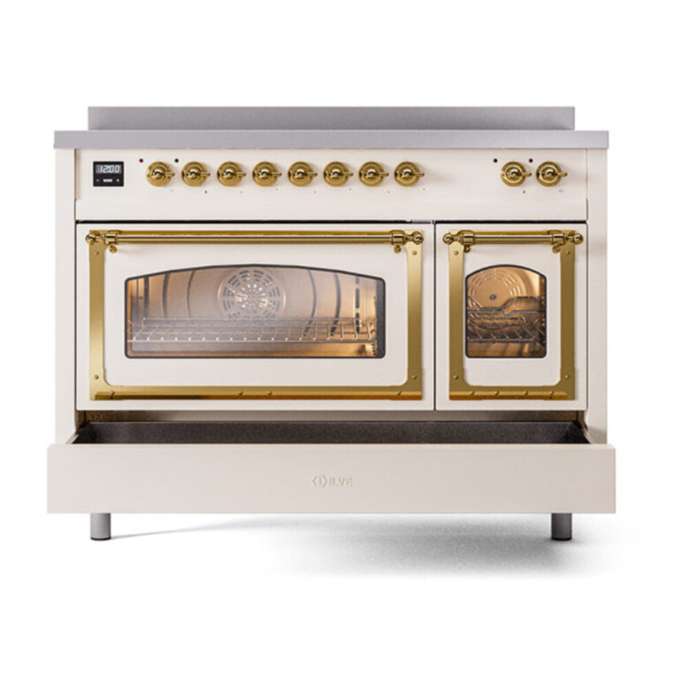 ILVE_UNI486NMPAWG_Nostalgie_II_48"_Induction_Range_drawer_opened