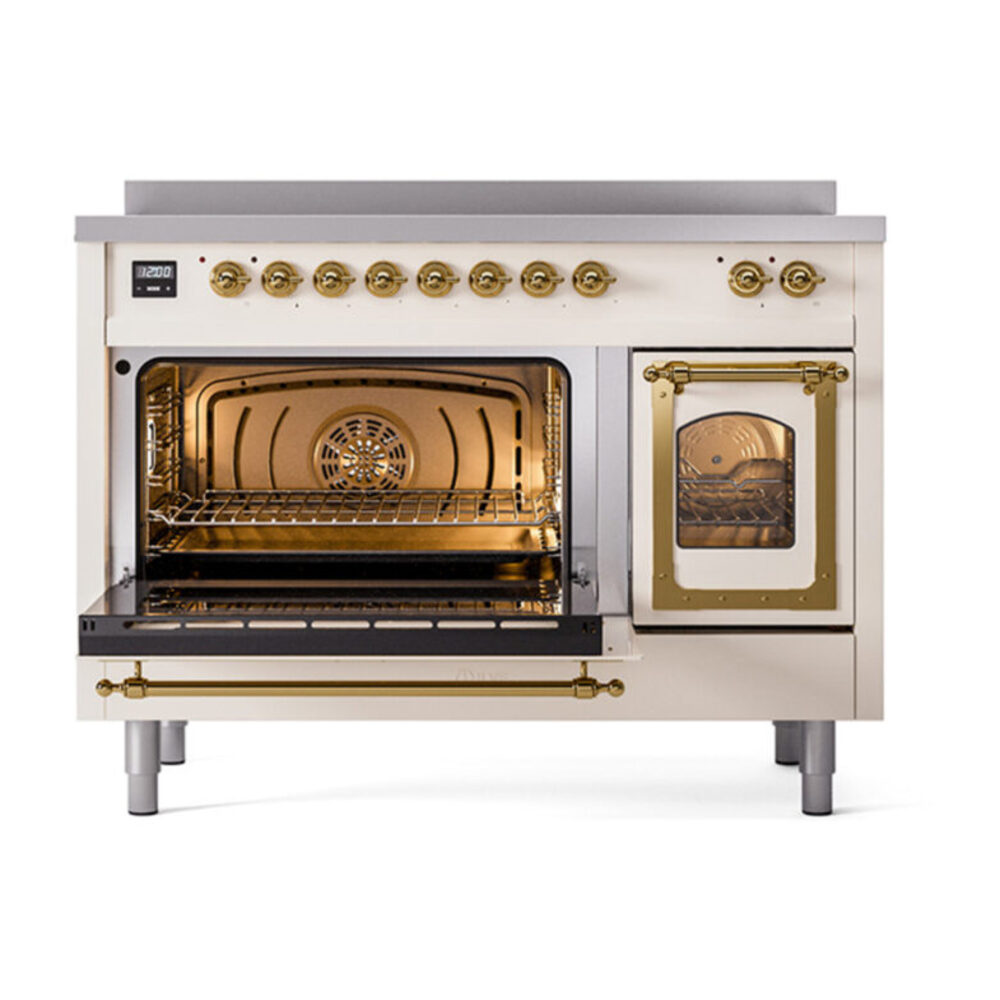 ILVE_UNI486NMPAWG_Nostalgie_II_48"_Induction_Range_main_oven_door_opened