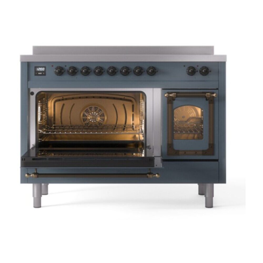 ILVE_UNI486NMPBGB_Nostalgie_II_48"_Induction_Range_main_oven_door_opened