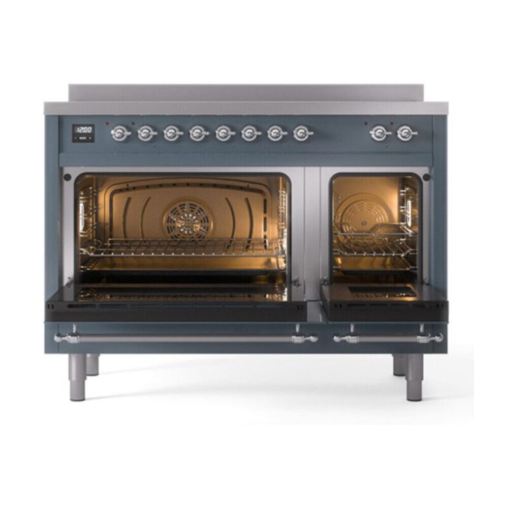 ILVE_UNI486NMPBGC_Nostalgie_II_48"_Induction_Range_oven_door_opened