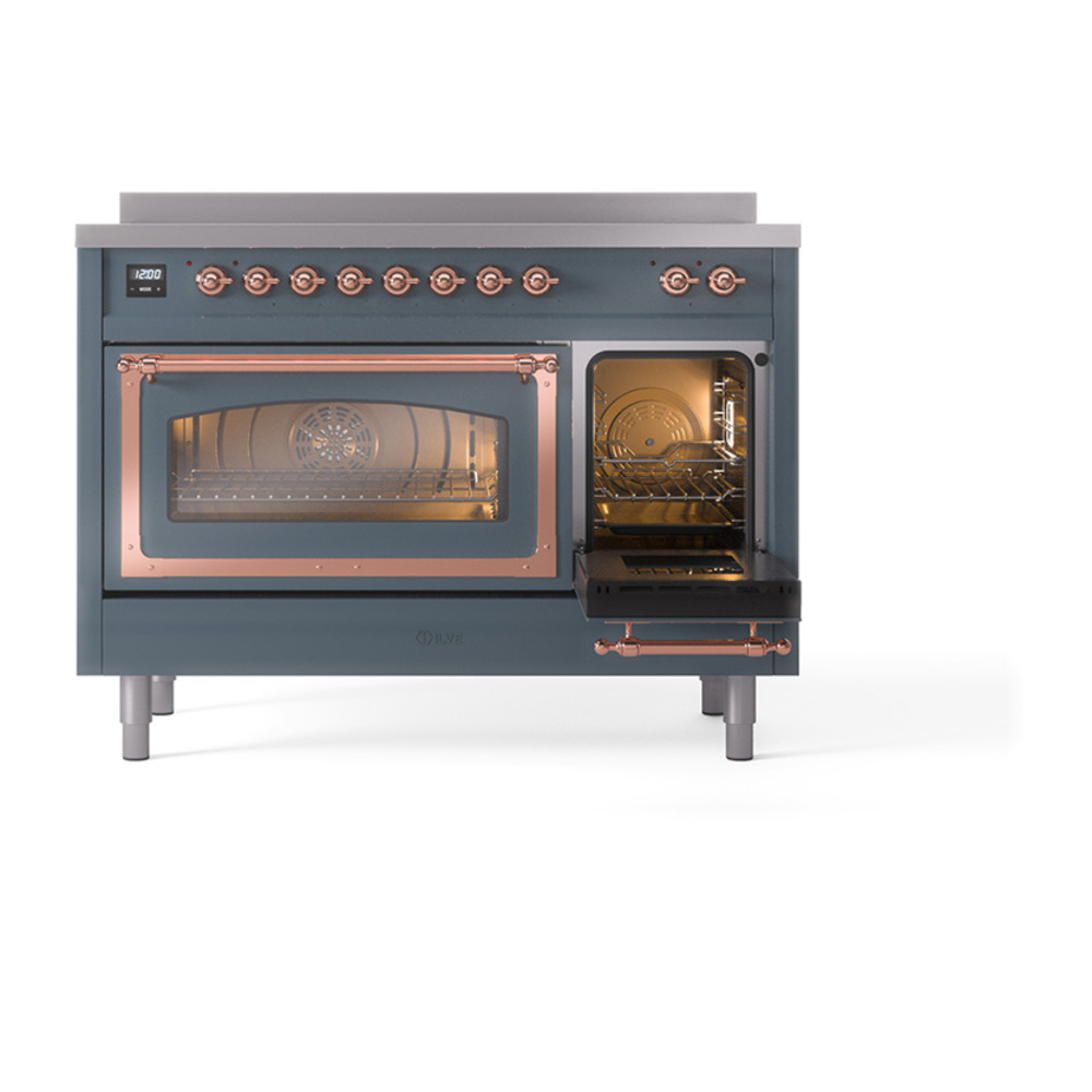 ILVE_UNI486NMPBGP_Nostalgie_II_48"_Induction_Range_side_oven_door_opened
